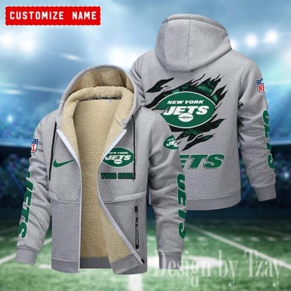 New York Jets Premium Personalized Zip-Up Velvet Jacket AMCZUVJK000046 - Image 5
