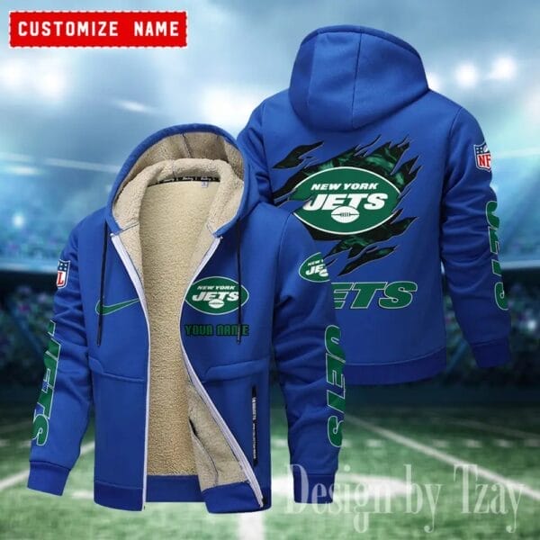 New York Jets Premium Personalized Zip-Up Velvet Jacket AMCZUVJK000046 - Image 7
