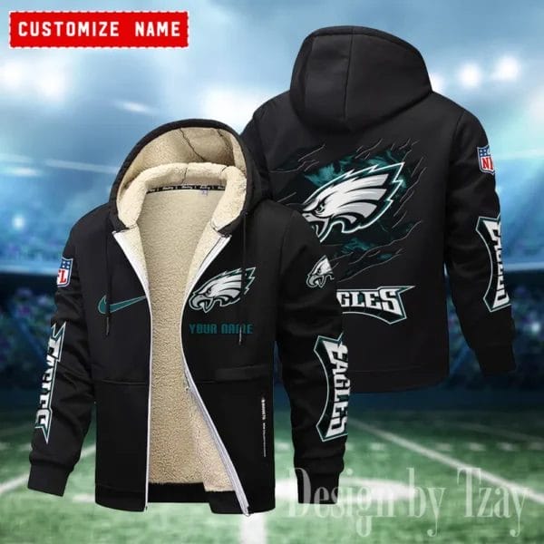 Philadelphia Eagles Premium Personalized Zip-Up Velvet Jacket AMCZUVJK000011 - Image 2