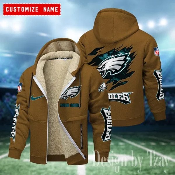 Philadelphia Eagles Premium Personalized Zip-Up Velvet Jacket AMCZUVJK000011 - Image 7