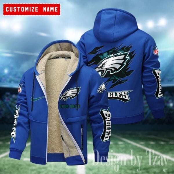 Philadelphia Eagles Premium Personalized Zip-Up Velvet Jacket AMCZUVJK000011 - Image 8