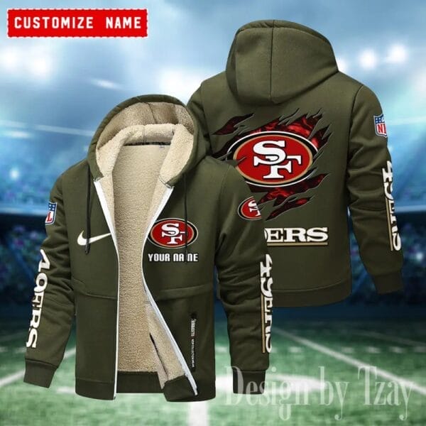 San Francisco 49ers Premium Personalized Zip-Up Velvet Jacket AMCZUVJK000002 - Image 2