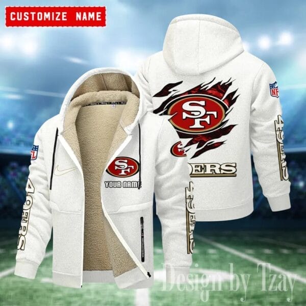San Francisco 49ers Premium Personalized Zip-Up Velvet Jacket AMCZUVJK000002 - Image 3