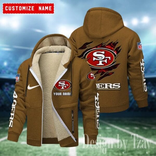 San Francisco 49ers Premium Personalized Zip-Up Velvet Jacket AMCZUVJK000002 - Image 4