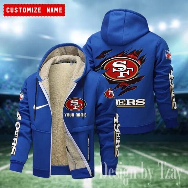 San Francisco 49ers Premium Personalized Zip-Up Velvet Jacket AMCZUVJK000002 - Image 5