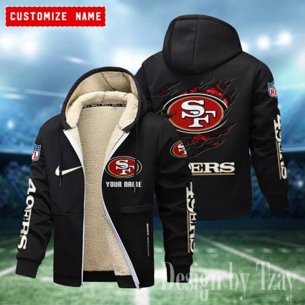San Francisco 49ers Premium Personalized Zip-Up Velvet Jacket AMCZUVJK000002 - Image 8