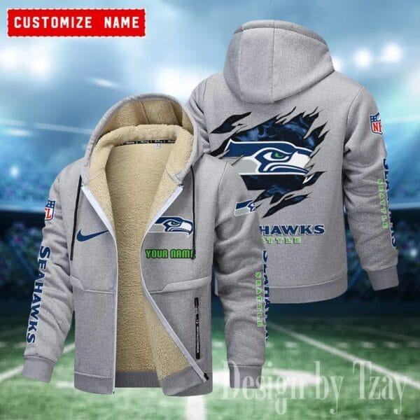 Seattle Seahawks Premium Personalized Zip-Up Velvet Jacket AMCZUVJK000003 - Image 7