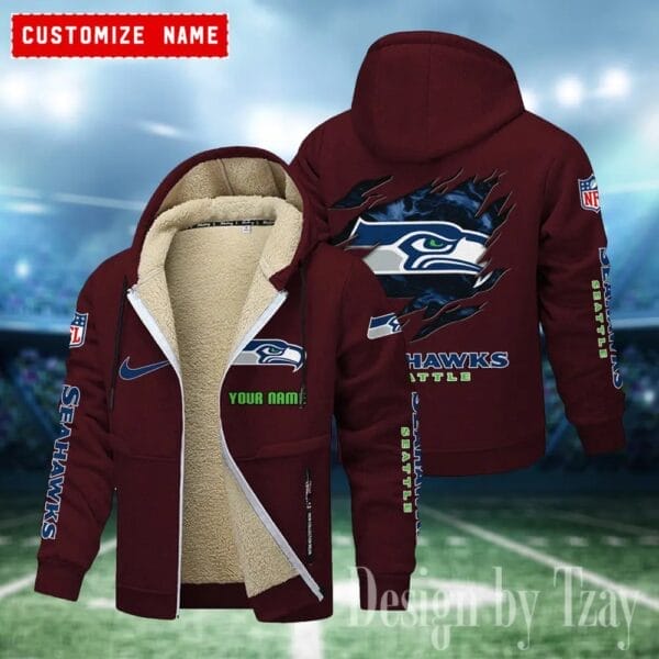 Seattle Seahawks Premium Personalized Zip-Up Velvet Jacket AMCZUVJK000003 - Image 9