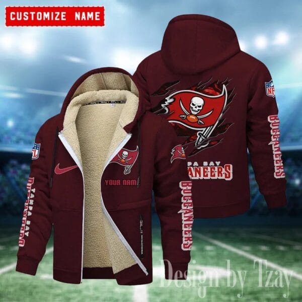 Tampa Bay Buccaneers Premium Personalized Zip-Up Velvet Jacket AMCZUVJK000001