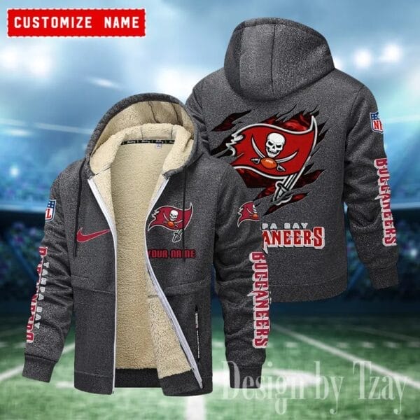 Tampa Bay Buccaneers Premium Personalized Zip-Up Velvet Jacket AMCZUVJK000001 - Image 2
