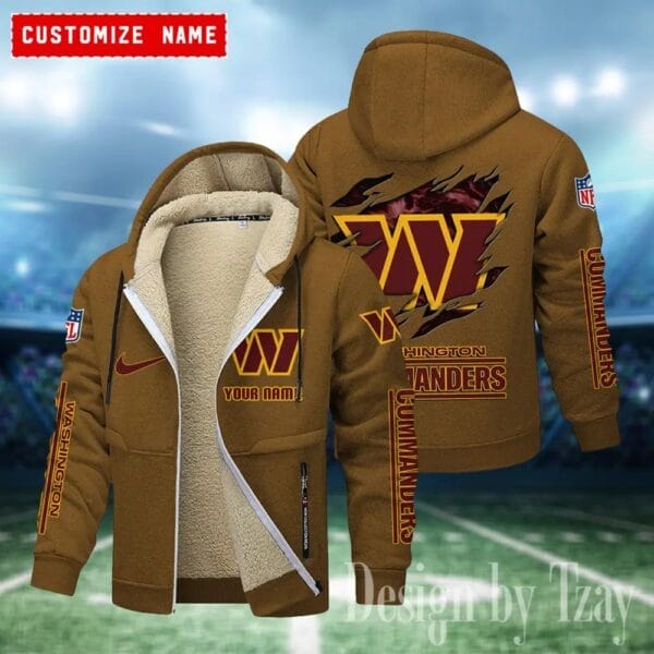 Washington Commanders Premium Personalized Zip-Up Velvet Jacket AMCZUVJK000004