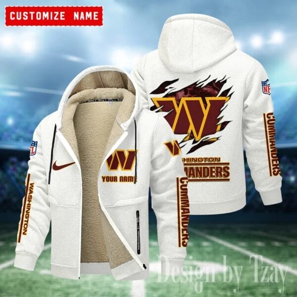 Washington Commanders Premium Personalized Zip-Up Velvet Jacket AMCZUVJK000004 - Image 2
