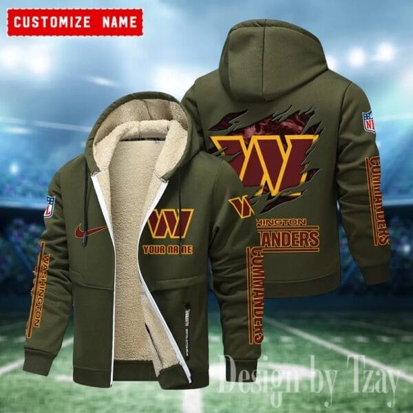 Washington Commanders Premium Personalized Zip-Up Velvet Jacket AMCZUVJK000004 - Image 3