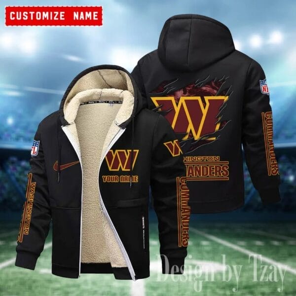 Washington Commanders Premium Personalized Zip-Up Velvet Jacket AMCZUVJK000004 - Image 6