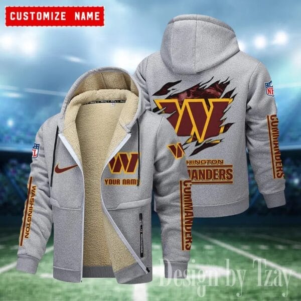 Washington Commanders Premium Personalized Zip-Up Velvet Jacket AMCZUVJK000004 - Image 7