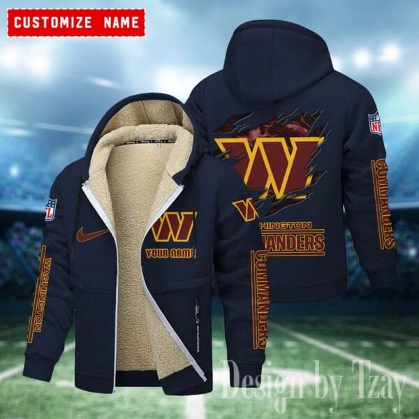 Washington Commanders Premium Personalized Zip-Up Velvet Jacket AMCZUVJK000004 - Image 8