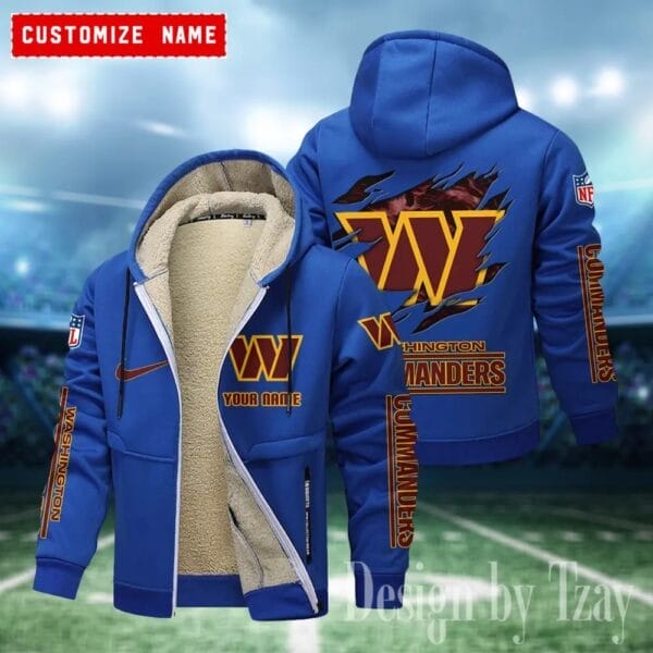Washington Commanders Premium Personalized Zip-Up Velvet Jacket AMCZUVJK000004 - Image 9