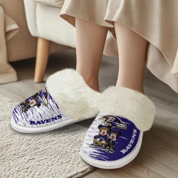 Baltimore Ravens Winter Comfy Cotton Fuzzy Slippers AMCFSL000028 - Image 2