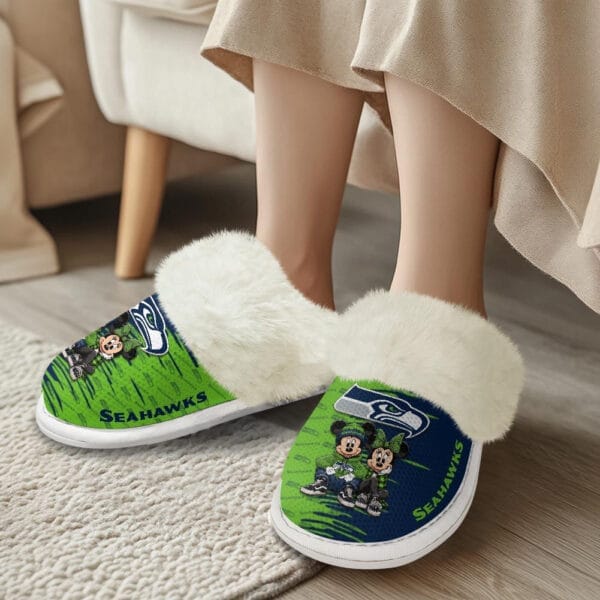 Seattle Seahawks Winter Comfy Cotton Fuzzy Slippers AMCFSL000030 - Image 2