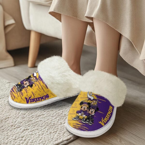 Minnesota Vikings Winter Comfy Cotton Fuzzy Slippers AMCFSL000004 - Image 2