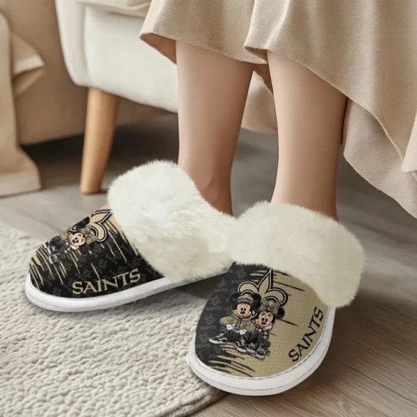 New Orleans Saints Winter Comfy Cotton Fuzzy Slippers AMCFSL000033 - Image 2