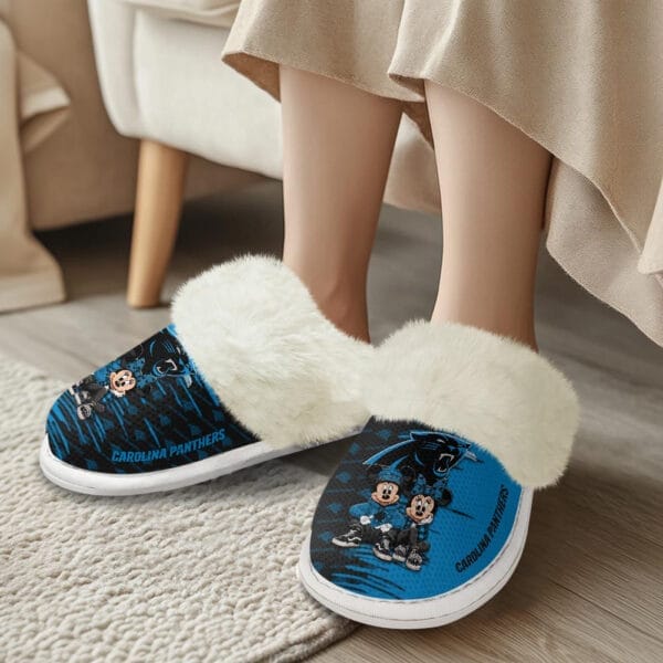 Carolina Panthers Winter Comfy Cotton Fuzzy Slippers AMCFSL000009 - Image 2