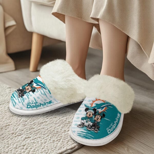 Miami Dolphins Winter Comfy Cotton Fuzzy Slippers AMCFSL000012 - Image 2