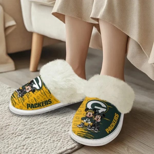 Green Bay Packers Winter Comfy Cotton Fuzzy Slippers AMCFSL000015 - Image 2