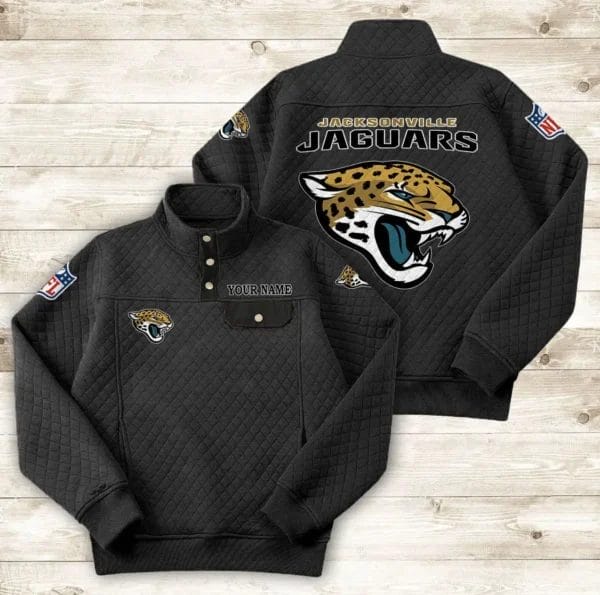 Jacksonville Jaguars Button Stand-up Collar Sweatshirt AMCBSCS015 - Image 2