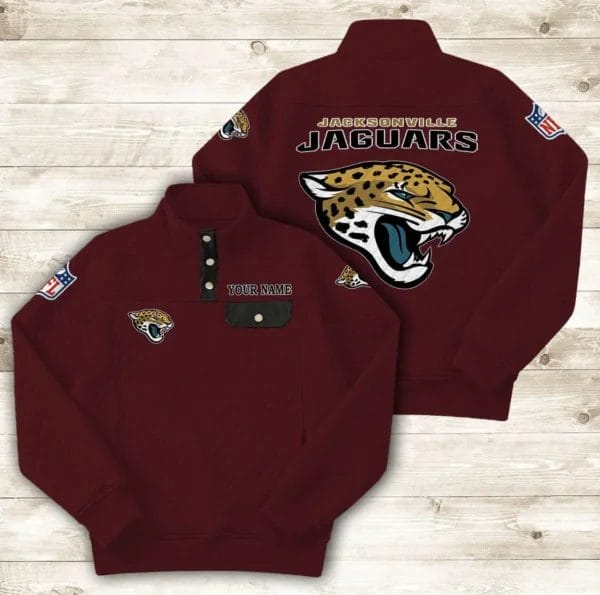 Jacksonville Jaguars Button Stand-up Collar Sweatshirt AMCBSCS015 - Image 4