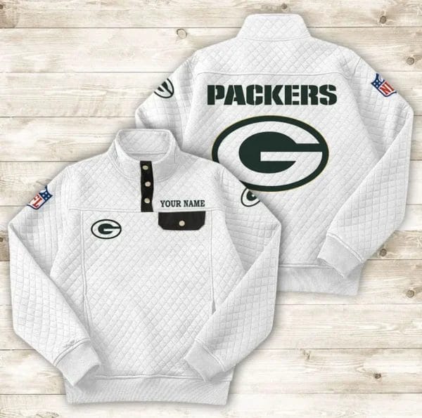 Green Bay Packers Button Stand-up Collar Sweatshirt AMCBSCS012 - Image 6