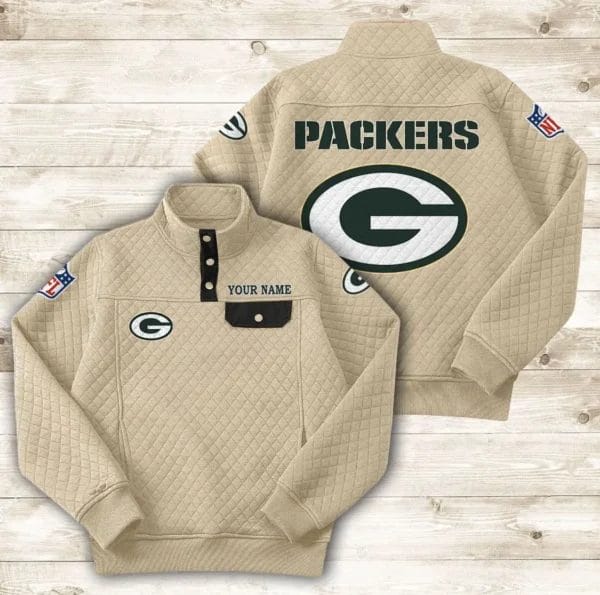 Green Bay Packers Button Stand-up Collar Sweatshirt AMCBSCS012 - Image 8