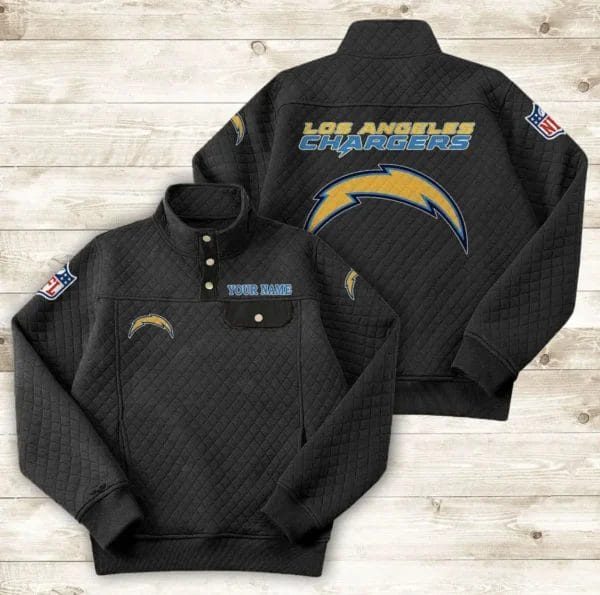 Los Angeles Chargers Button Stand-up Collar Sweatshirt AMCBSCS018 - Image 2