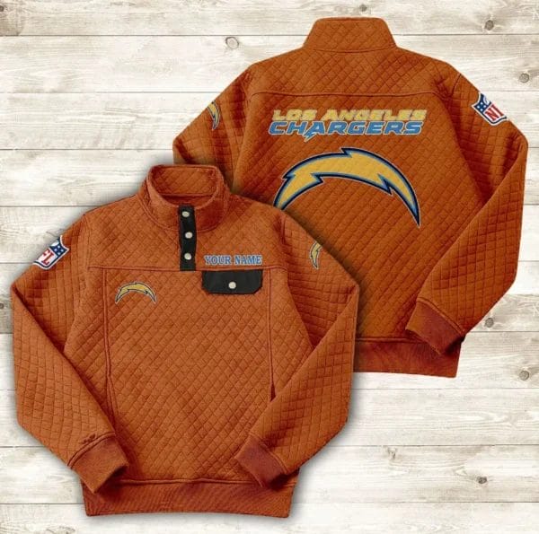 Los Angeles Chargers Button Stand-up Collar Sweatshirt AMCBSCS018 - Image 4