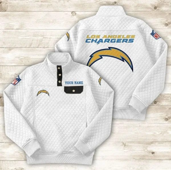 Los Angeles Chargers Button Stand-up Collar Sweatshirt AMCBSCS018 - Image 5