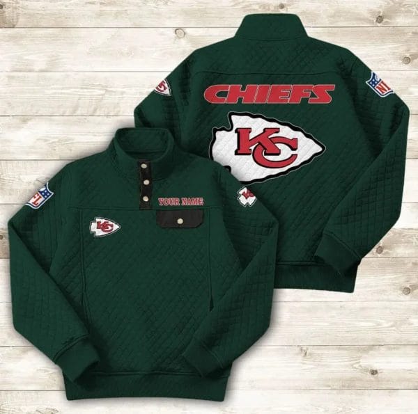 Kansas City Chiefs Button Stand-up Collar Sweatshirt AMCBSCS016 - Image 7