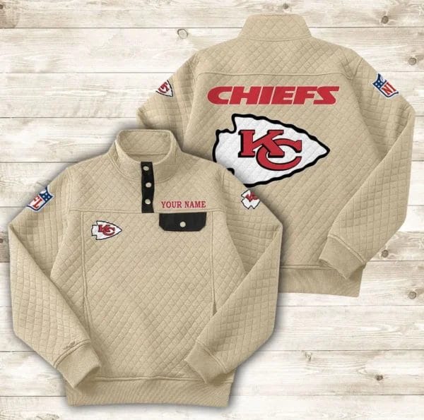 Kansas City Chiefs Button Stand-up Collar Sweatshirt AMCBSCS016 - Image 8