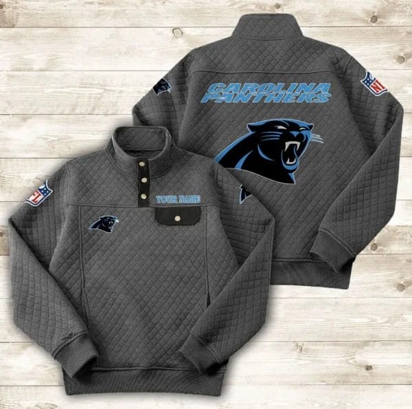 Carolina Panthers Button Stand-up Collar Sweatshirt AMCBSCS005 - Image 2