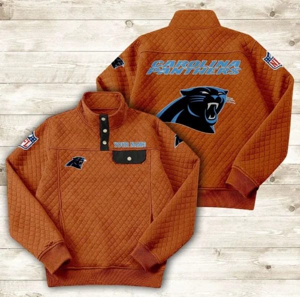 Carolina Panthers Button Stand-up Collar Sweatshirt AMCBSCS005 - Image 4