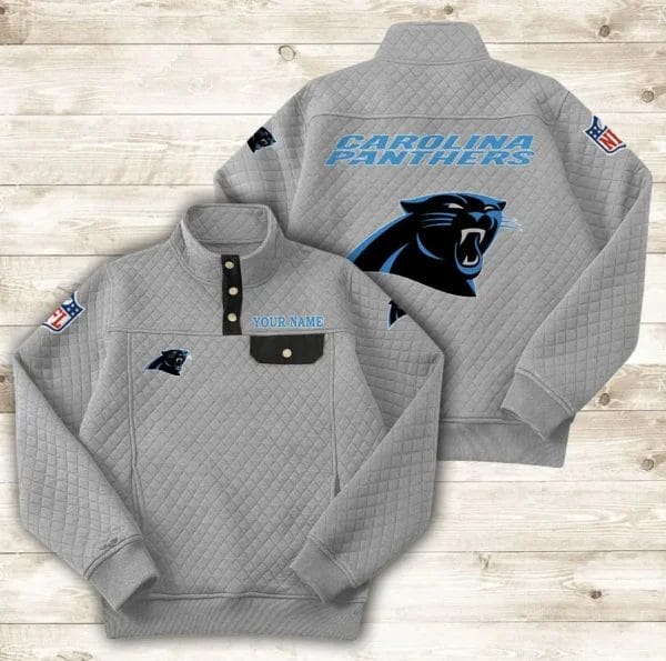 Carolina Panthers Button Stand-up Collar Sweatshirt AMCBSCS005 - Image 6