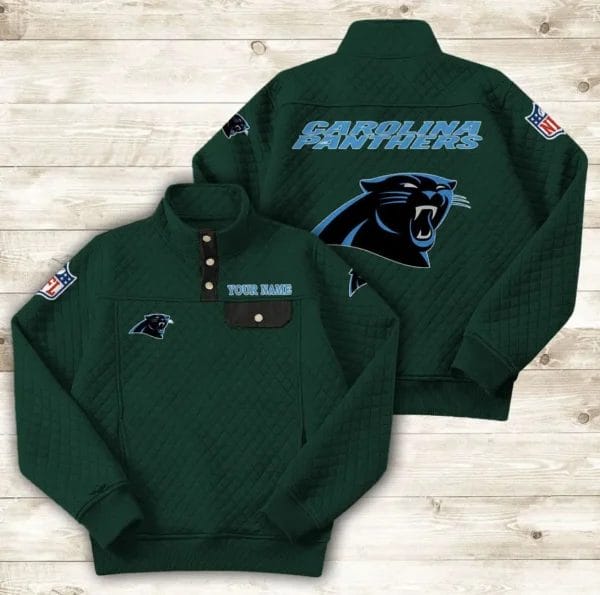 Carolina Panthers Button Stand-up Collar Sweatshirt AMCBSCS005 - Image 7
