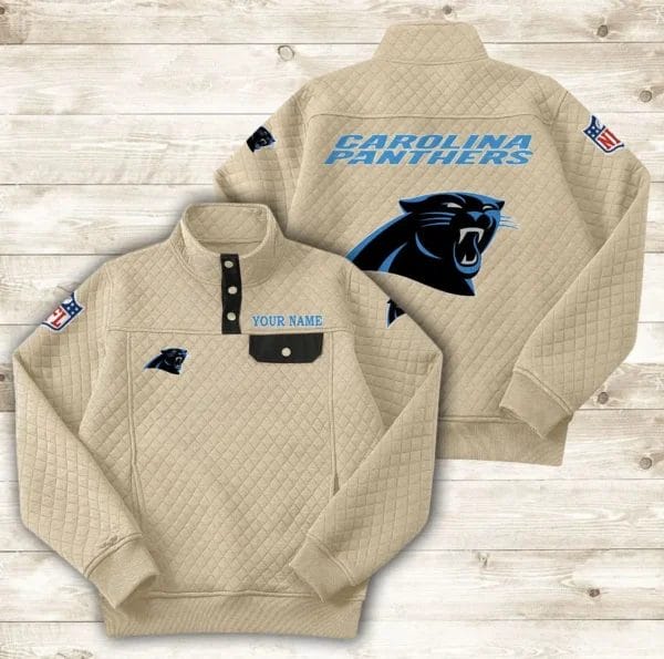 Carolina Panthers Button Stand-up Collar Sweatshirt AMCBSCS005 - Image 8