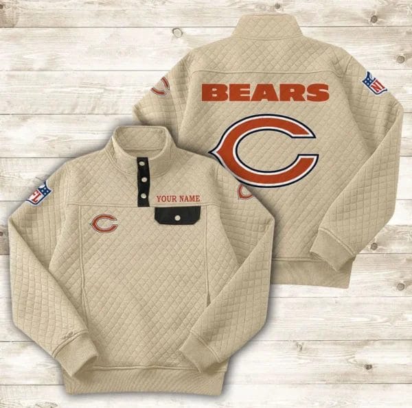 Chicago Bears Button Stand-up Collar Sweatshirt AMCBSCS006 - Image 8