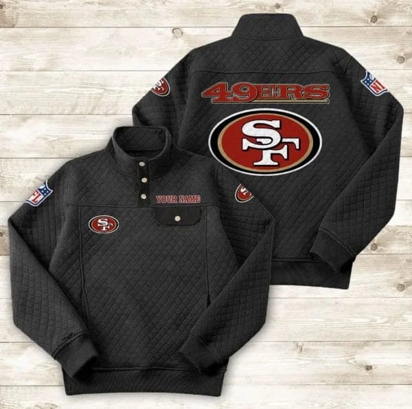 San Francisco 49ers Button Stand-up Collar Sweatshirt AMCBSCS028 - Image 2