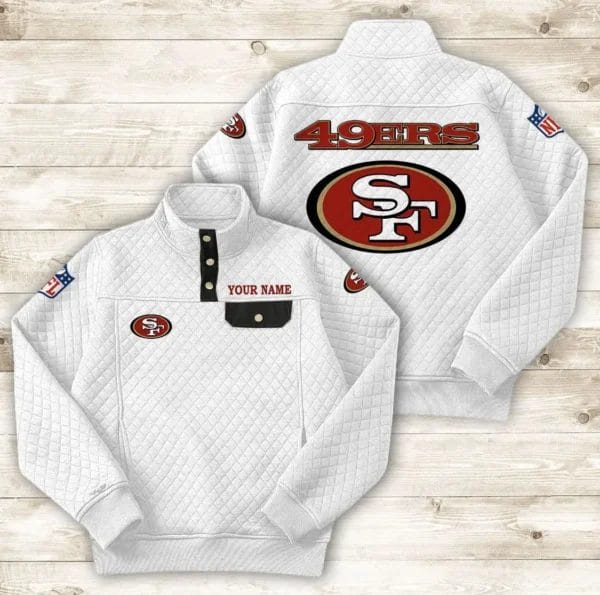 San Francisco 49ers Button Stand-up Collar Sweatshirt AMCBSCS028 - Image 6