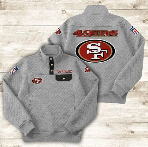 San Francisco 49ers Button Stand-up Collar Sweatshirt AMCBSCS028 - Image 7