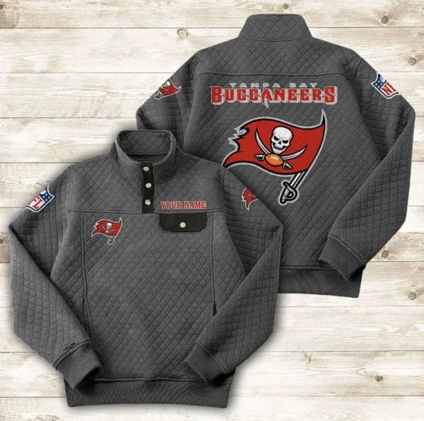Tampa Bay Buccaneers Button Stand-up Collar Sweatshirt AMCBSCS030 - Image 2