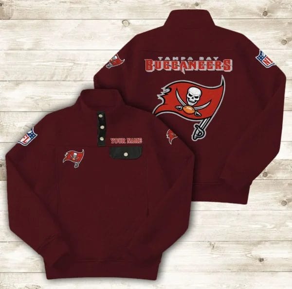 Tampa Bay Buccaneers Button Stand-up Collar Sweatshirt AMCBSCS030 - Image 3