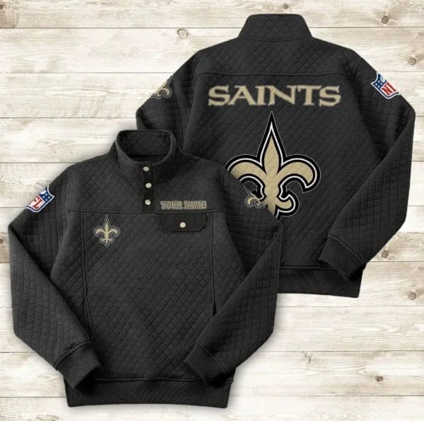 New Orleans Saints Button Stand-up Collar Sweatshirt AMCBSCS023 - Image 2