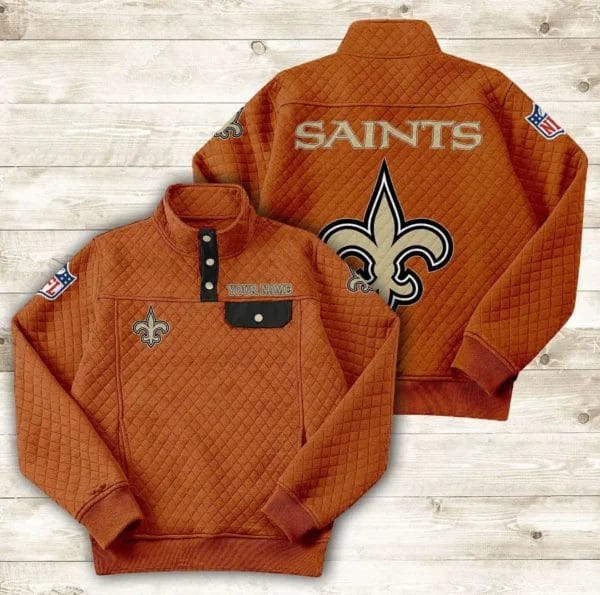 New Orleans Saints Button Stand-up Collar Sweatshirt AMCBSCS023 - Image 5